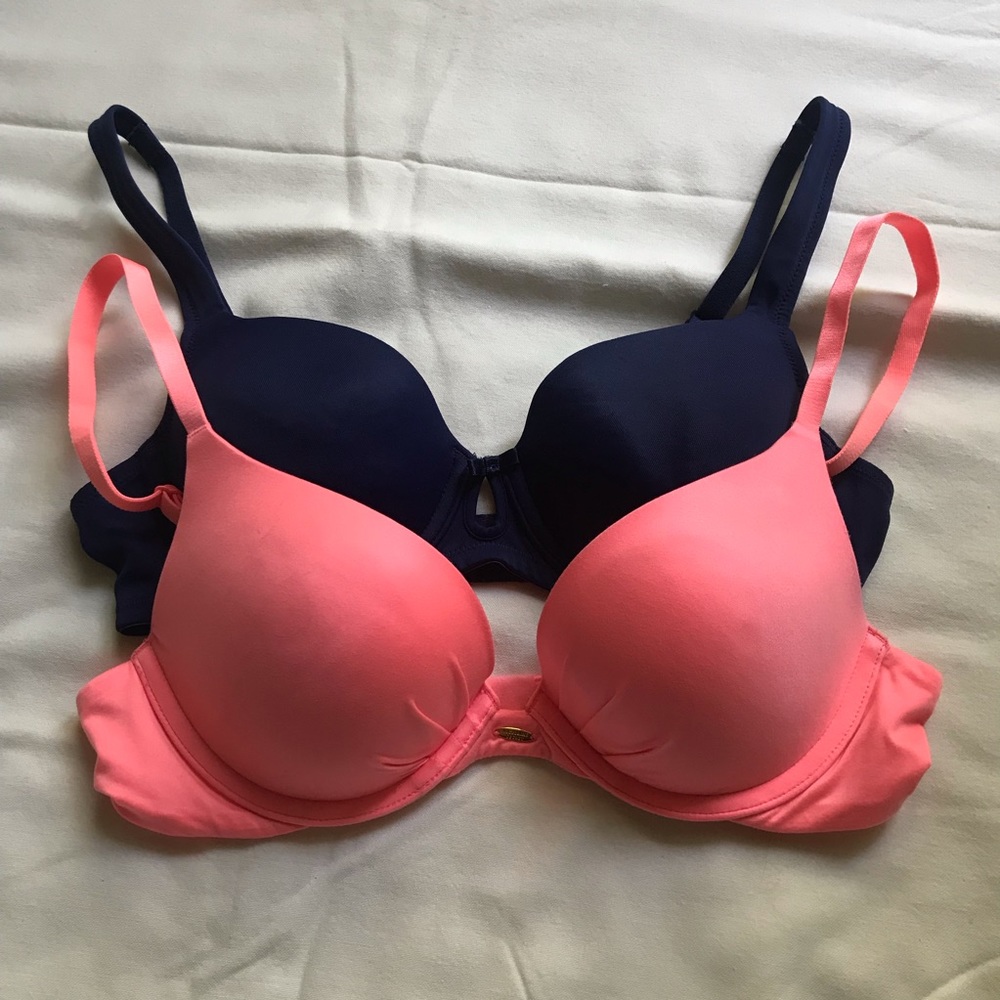 Like New 34B Victoria’s Secret & Ellen Tracy, Peach Bra, Navy Bra, Push-up Bra
